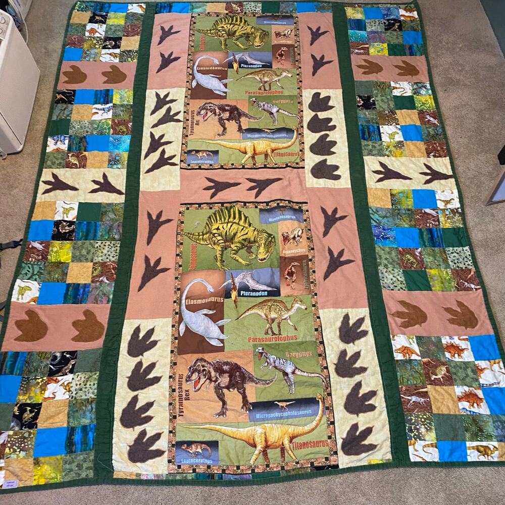 Handmade Dinosaur Quilt Twin Size Comforter 71x 87